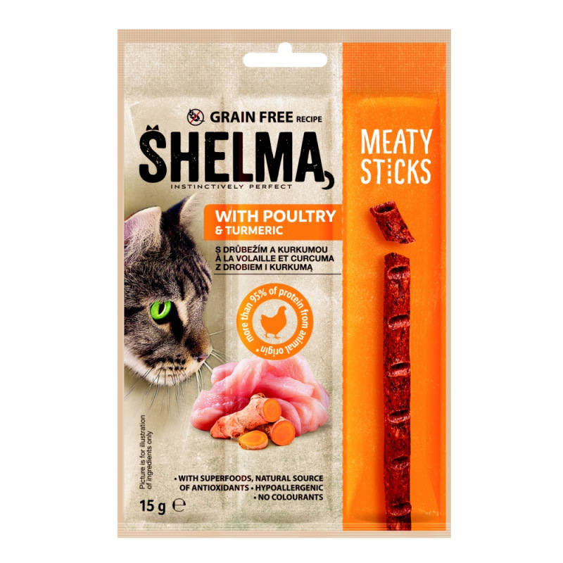 Shelma Sticks s hydinovým a kurkumou 15 g