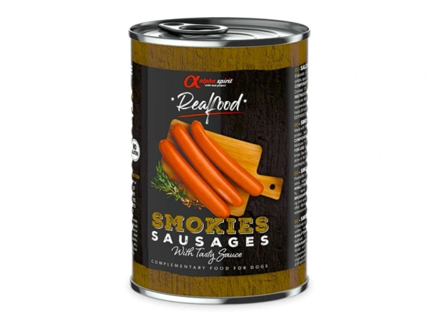 Alpha Spirit Dog Realfood Sausages - Párky v chutnej omáčke 400g