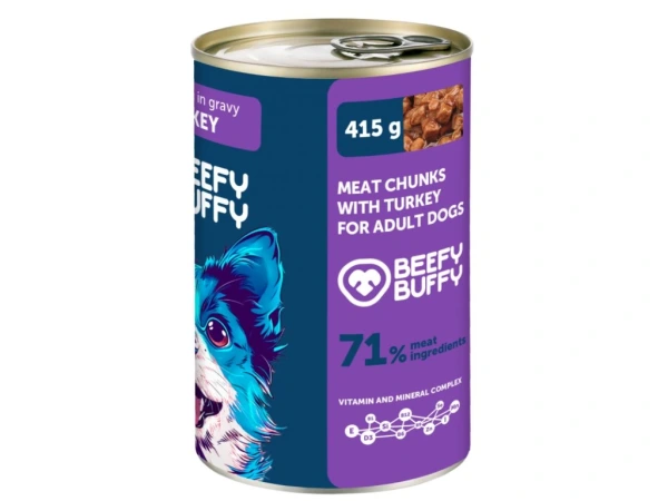 BEEFY BUFFY – Mäsové hovädzie kúsky v šťave, 415 g